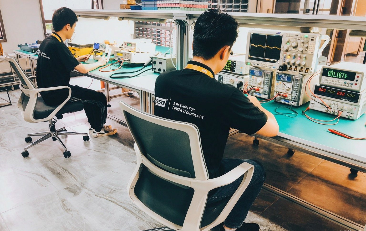 FOSO engineers testing samples in the laboratory